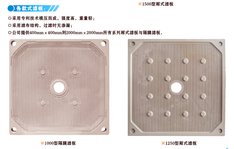 压滤机滤板在整个机械设备中起到很重要的作用。那么就是发挥了怎么样的作用呢？我们今天就来说明。说到压滤机滤板作用，先就是增加滤室壁的面积，从而更好的增加了滤布与混合液的接触面积，达增加压滤机的过滤效果。对于压滤机滤室结构有了解的人知道，滤板将滤室分割成一个个的滤腔，滤布就依附在了滤板上，增加了滤室壁的同时就增加了滤布有效面积，达增大过滤效率目的。这就像现在在有限的面积上种植立体作物一样，更大限度的利用阳光一样。其次就是建立有效的空间，储存滤饼的作用。压滤机滤板两面是凹陷的，这样两块合起中间的空间就是用来储存被滤布拦截下来的滤渣，并且在滤板的底面还用盲点是为了在滤饼多时，增加滤板与滤饼之间的摩擦力，从而更好的支持滤饼的作用。在次就是对液压的施压，对滤饼挤压作用。压滤机的滤液要渗析出滤布来，就需要滤布两面区域形成有效的压力差，这样固液混合物之中的液体才能渗析出滤布，所以设备就需要混合物施加一个外力，这时滤板就充当了具体的实施者，将液压器提供的压力传递到液体上。等到滤饼需要二次挤压干燥时，这时压滤机再次增加压力，也需要通过滤板来完成。这就是压滤机滤板发挥的三个作用，可见压滤机滤板的重要性